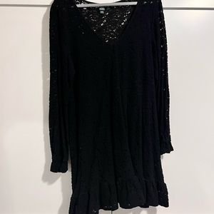 Black lace long sleeve dress